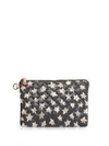 Mz Wallace Small Metro Quilted Oxford Nylon Zip Pouch - Grey In Black Multi/silver