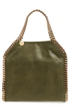 Stella Mccartney 'mini Falabella - Shaggy Deer' Faux Leather Tote - Green In Olive