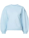 Tibi Easy Mock Neck Alpaca Blend Sweater In Blue