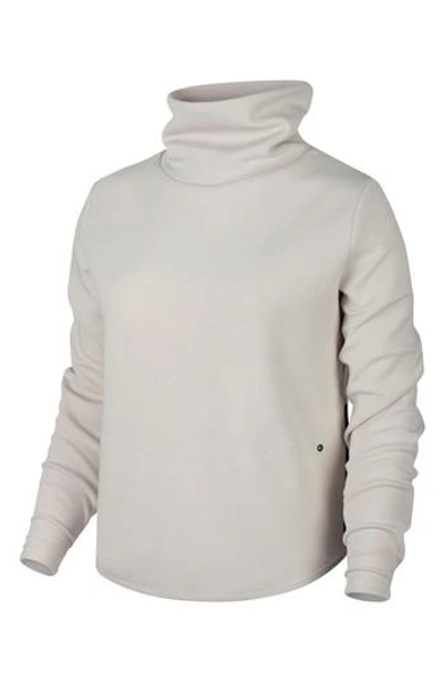 Nike Thermal Pullover Training Top In Light Orewood Brown/ Black