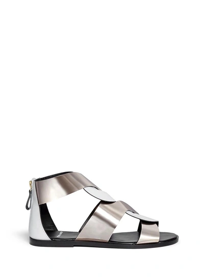 Pierre Hardy Twist Strap Metallic Leather Sandals In White