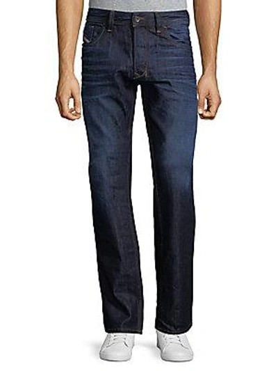 Diesel Whiskered Cotton Jeans In Denim