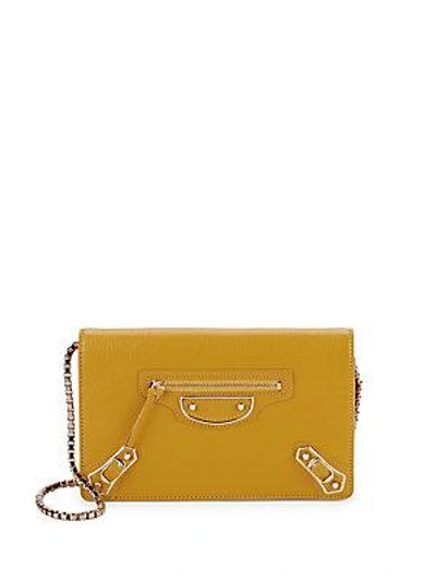 Balenciaga Chained Strap Leather Shoulder Bag In Yellow