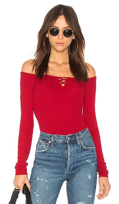 Michael Stars Stitched Boatneck Sweater In Red