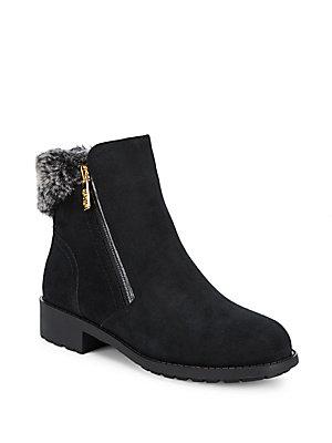 cole haan quinney suede faux fur bootie