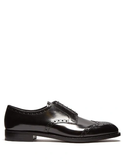 Prada Lace-up Leather Brogues In Black