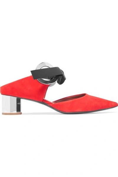 Proenza Schouler Eyelet-embellished Suede Mules In Red