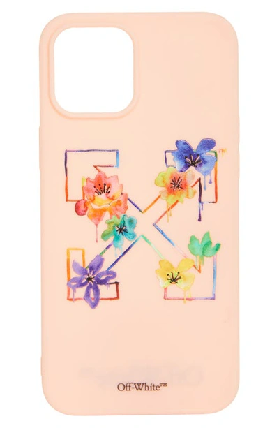 Off-white Floral Arrow Iphone 12 Pro Max Case In Pink Multicolor