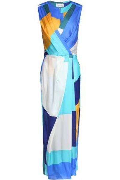 Zimmermann Woman Wrap-effect Printed Silk Midi Dress Blue