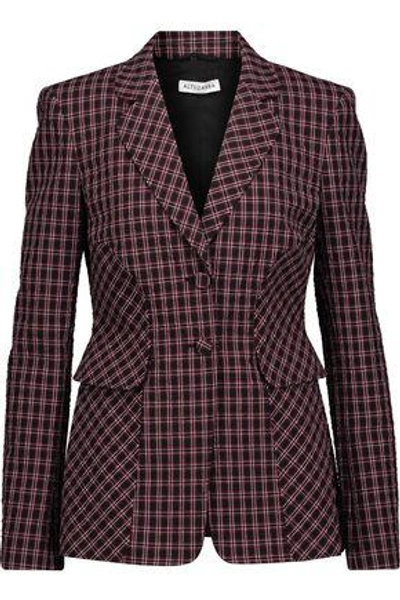 Altuzarra Woman Felix Crinkled Plaid Stretch-cotton Blazer Blue