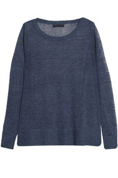 Alice And Olivia Woman Mélange Linen-blend Sweater Blue