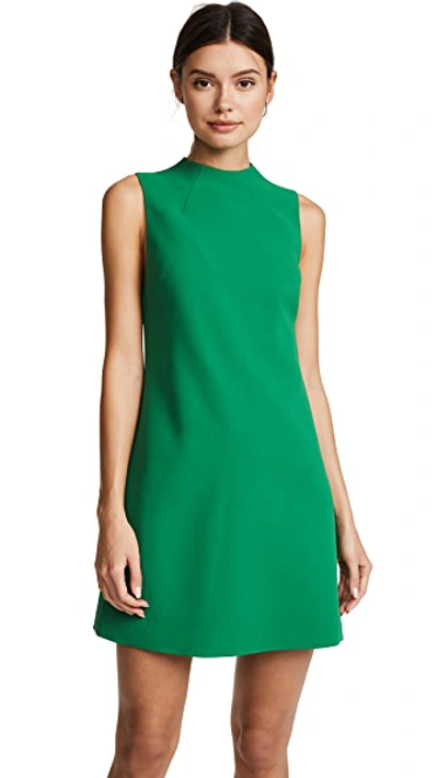 Alice And Olivia Coley Mock-neck Sleeveless A-line Dress In Bright Juniper
