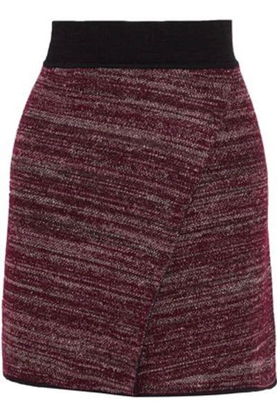 Isabel Marant Cashlin Wrap-effect Stretch-knit Mini Skirt In Burgundy