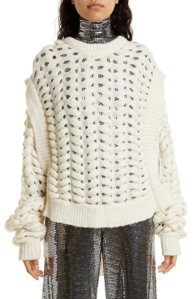 Aknvas Jules Cable Knit Sweater In White