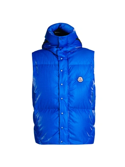 Moncler Lawu Hooded Ripstop Down Gilet In Blue