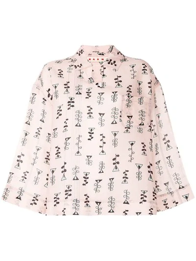 Marni Short-sleeve Vine-print Top In Rose