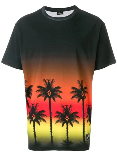 Marcelo Burlon County Of Milan Red Palm Printed Cotton Jersey T-shirt In Multicolor