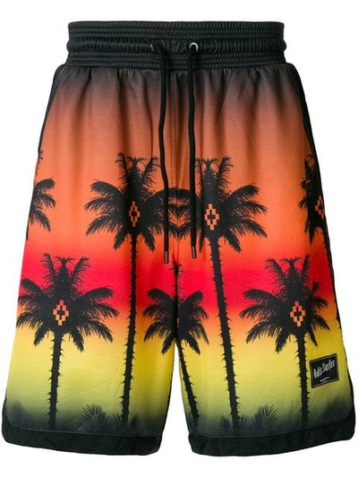 Marcelo Burlon County Of Milan Red Palm Printed Swim Shorts In Runway Piece