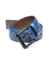 Bottega Veneta Intrecciato Woven Leather Belt In Cobalt