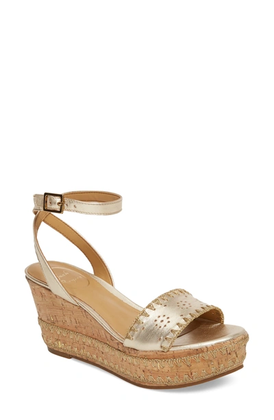 Jack Rogers Women's Lennon Leather & Cork Wedge Platform Sandals In Platinum