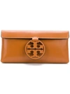 Tory Burch Miller Leather Clutch In Brown