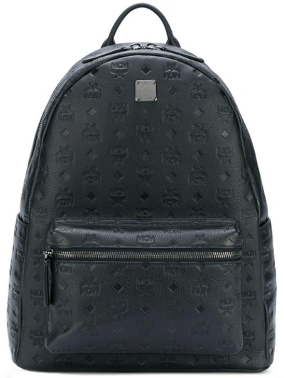 Mcm Ottomar Men's Logo-embossed Leather Backpack In Black