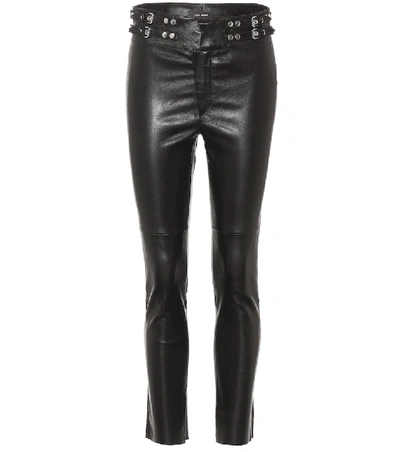Isabel Marant Meydie Embellished Leather Skinny Pants In Black