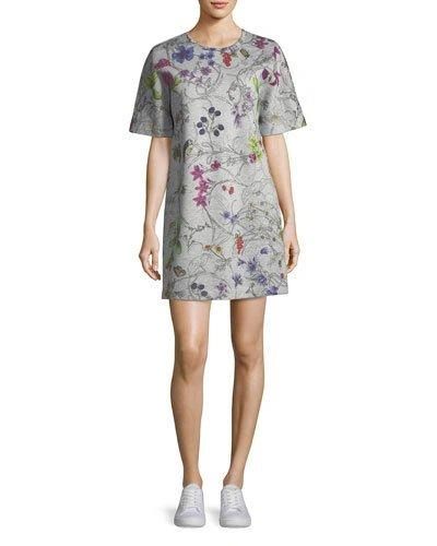 Escada Short-sleeve Floral-print Sweatshirt Dress In Multi