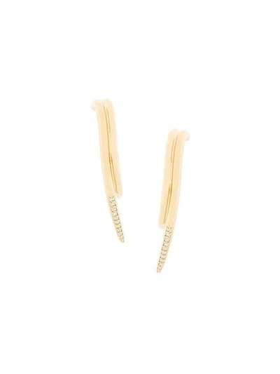 Shaun Leane 18kt Gold White Feather Diamond Ear Wraps In Metallic