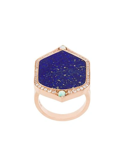 Joëlle Jewellery Lapis And Diamond Set Ring In Blue