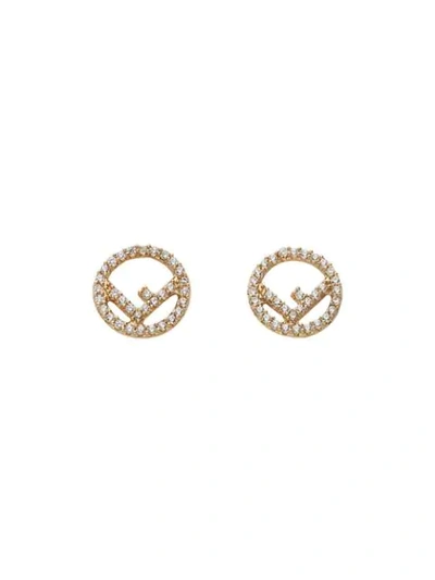 Fendi Embellished Logo Earrings In Metallic