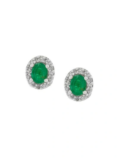 Wouters & Hendrix Gold 18kt Gold, Diamond And Emerald Stud Earrings In Metallic