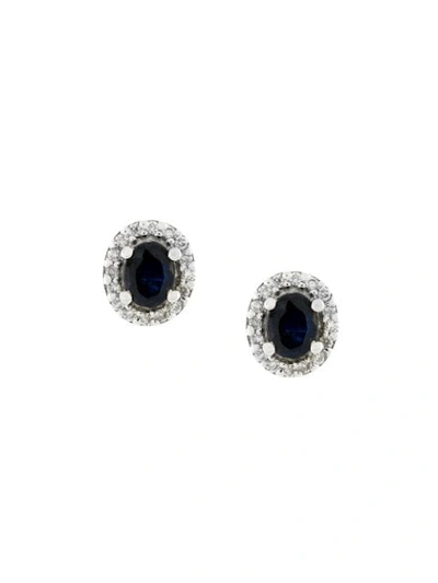 Wouters & Hendrix Gold 18kt Gold, Diamond And Sapphire Stud Earrings In Blue