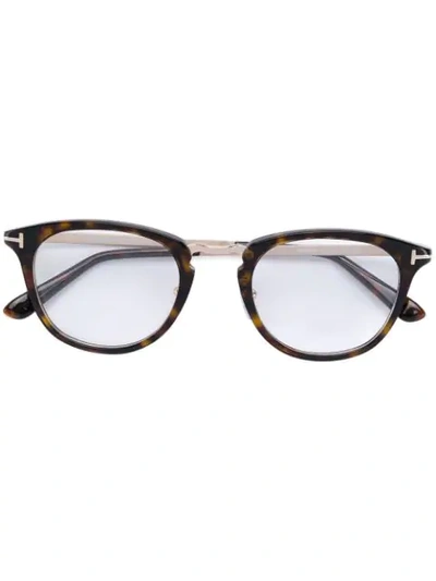 Tom Ford Round Frame Glasses In Brown