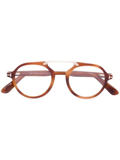 Tom Ford Eyewear Round High Nose Bridge Glasses - Brown