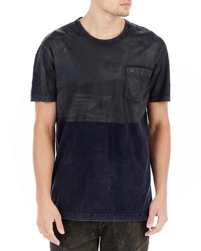 True Religion Two-tone Coated T-shirt In Blue Depths