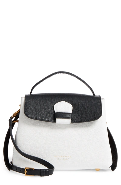 Burberry Small Camberley Derby Leather & House Check Top Handle Satchel - White In White/ Black