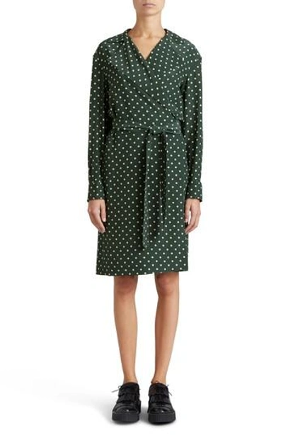 Burberry Janis Polka Dot Silk Wrap Dress In Racing Green | ModeSens