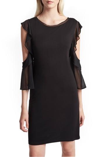 French Connection Ruffle Mix Jersey Dress In Black Modesens