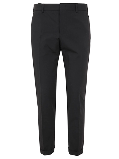 Pt01 Flat Front Trousers With Ergonomic Pockets In Black