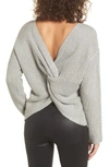 Astr Twist Back Sweater In Heather Grey