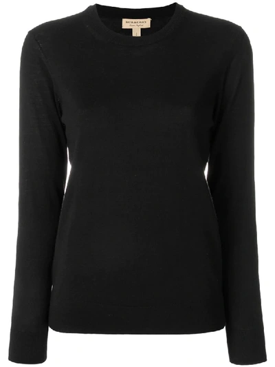 Burberry Elbow Patch Merino Jumper In Black