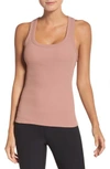 Alo Yoga Support Ribbed Racerback Tank In Rosewater