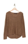 Rdi V-neck Faux Suede Elbow Patch Tunic Sweater In Coffee