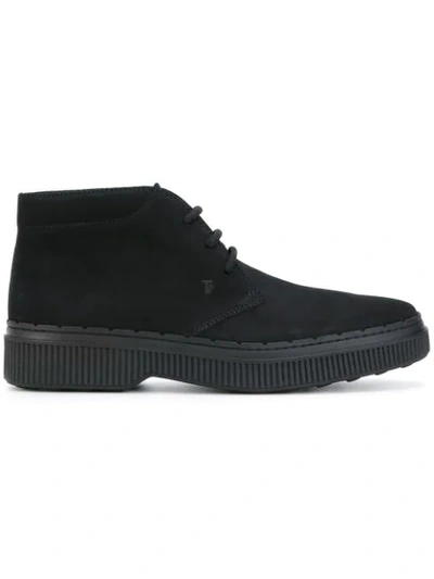 Tod's Shearling-lined Suede Chukka Boots In Black