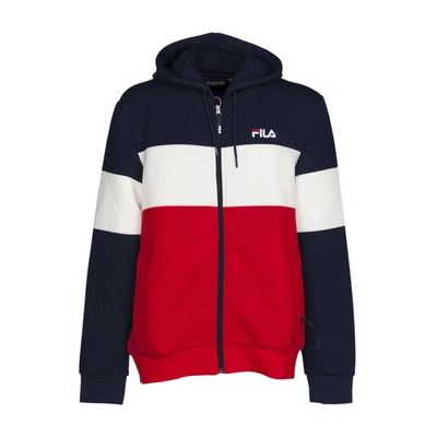 Fila Colourblock Zipped Hoodie In Blue-white-red