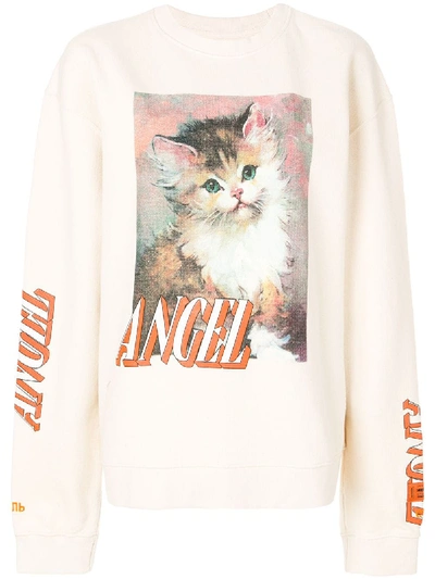 Heron Preston Angel Printed Cotton Sweatshirt In Off White