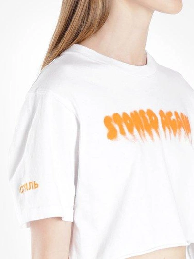 Heron Preston Stoned Again Cropped Jersey T-shirt In White