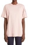 Moncler Tonal Logo Sleeve Pocket Cotton T-shirt In Pink