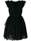 Msgm Ruffled Lace Flared Dress In Black